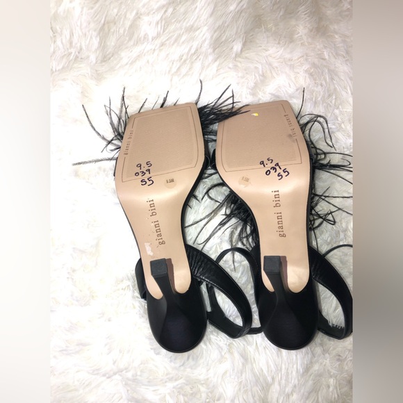 Gianni Bini Black Feathered Heels size 9.5 NWOT - Picture 15 of 15